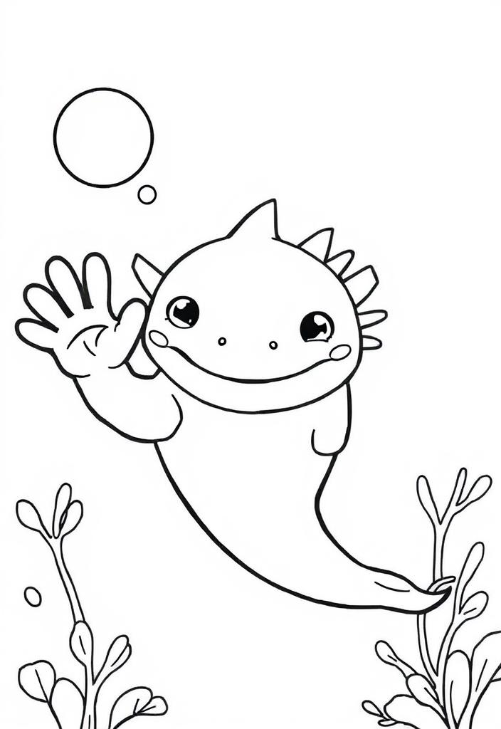 Axolotl waving hello