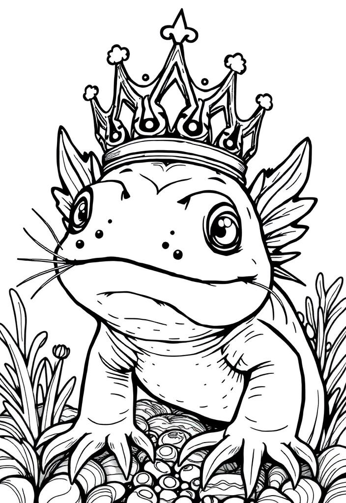 Axolotl wearing a tiny crown