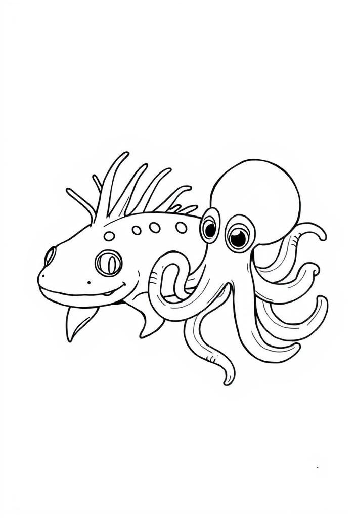 Axolotl with an octopus friend