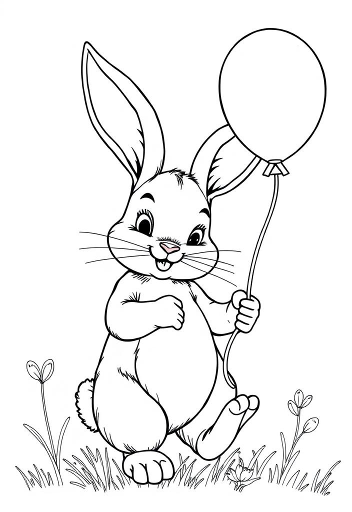 Bunny holding a balloon