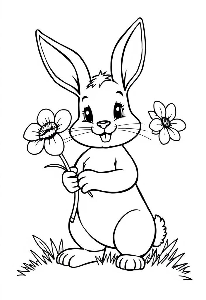 Bunny holding a flower