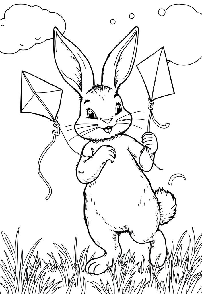 Bunny holding a kite