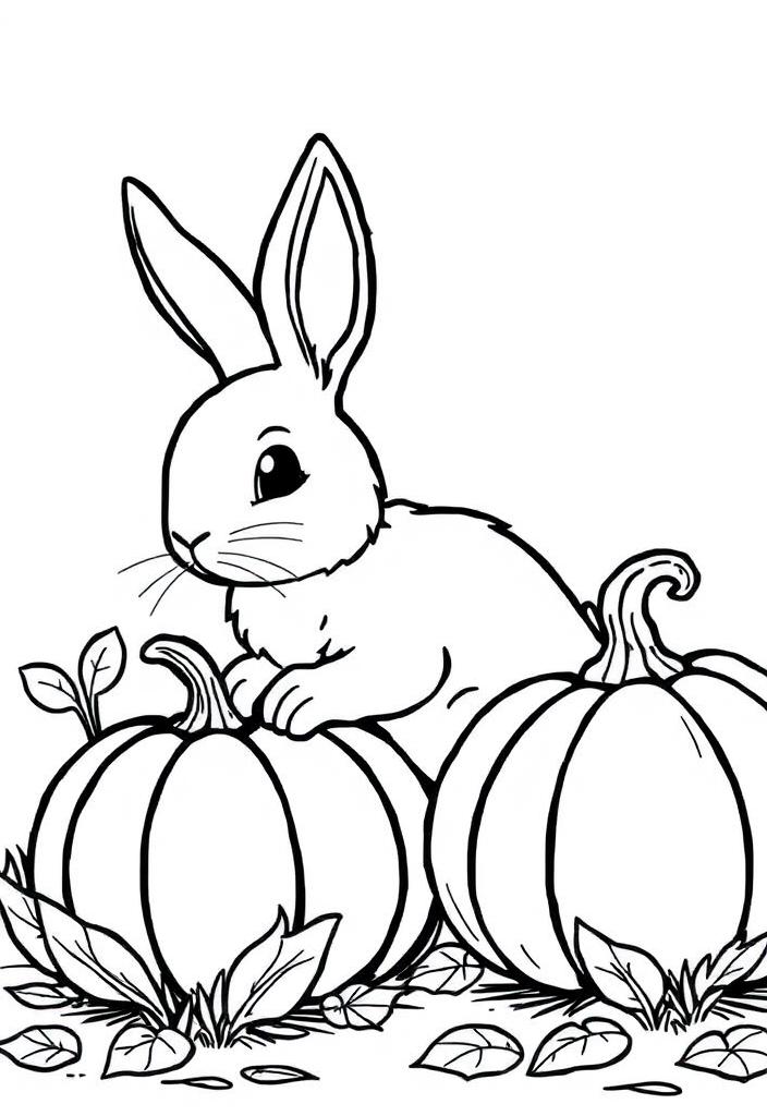 Bunny next to a pumpkin