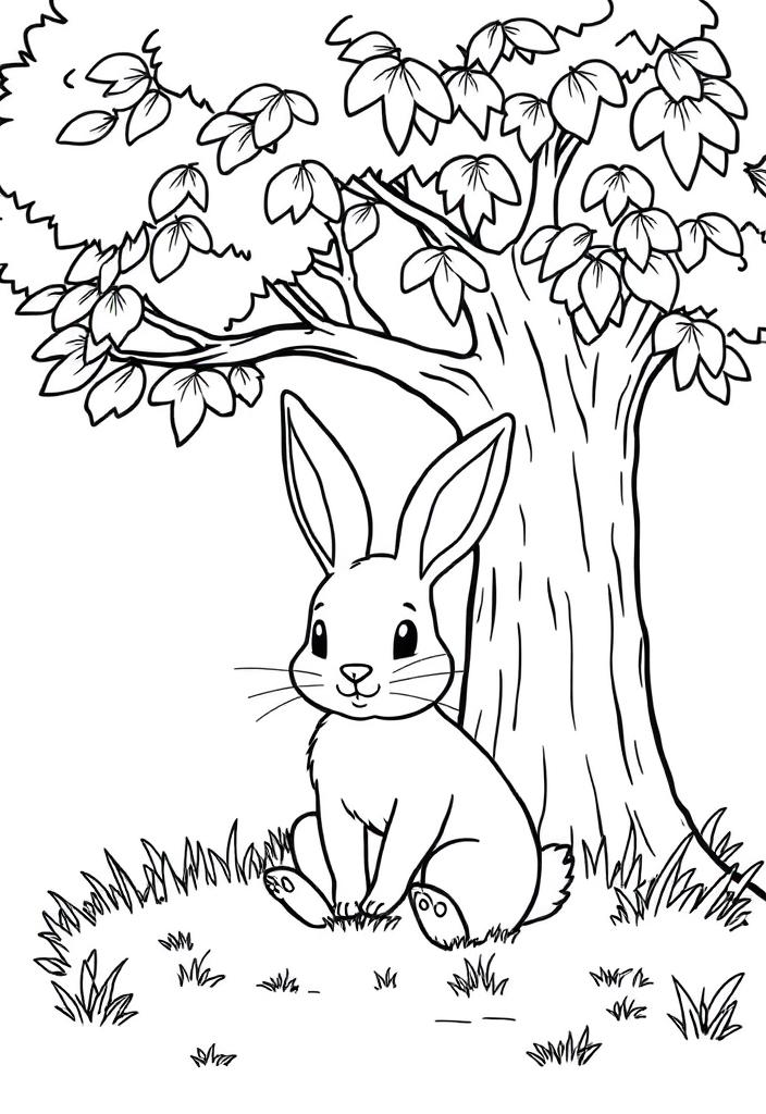 Bunny sitting under a tree