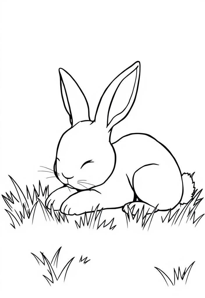 Bunny sleeping on grass