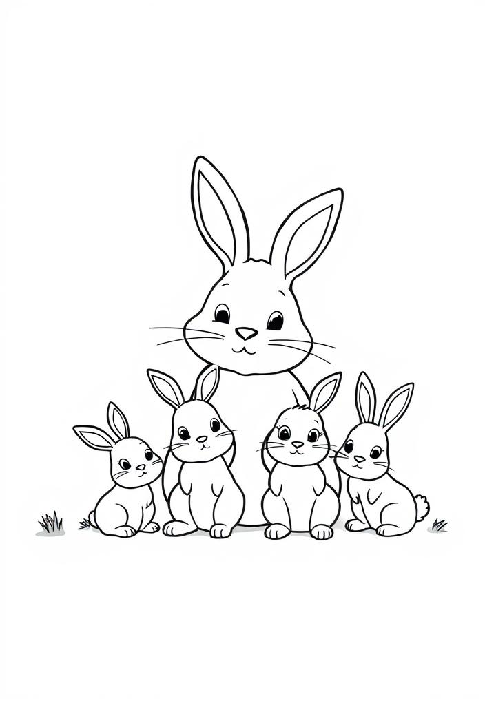 Bunny with a family of bunnies