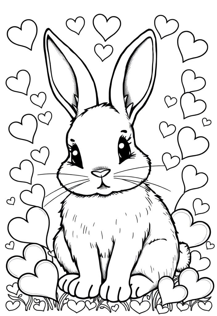 Bunny with hearts around