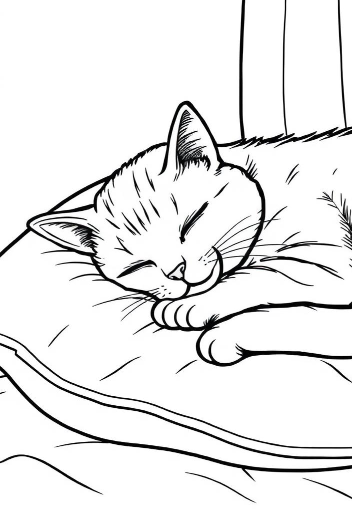 Cat sleeping on a pillow