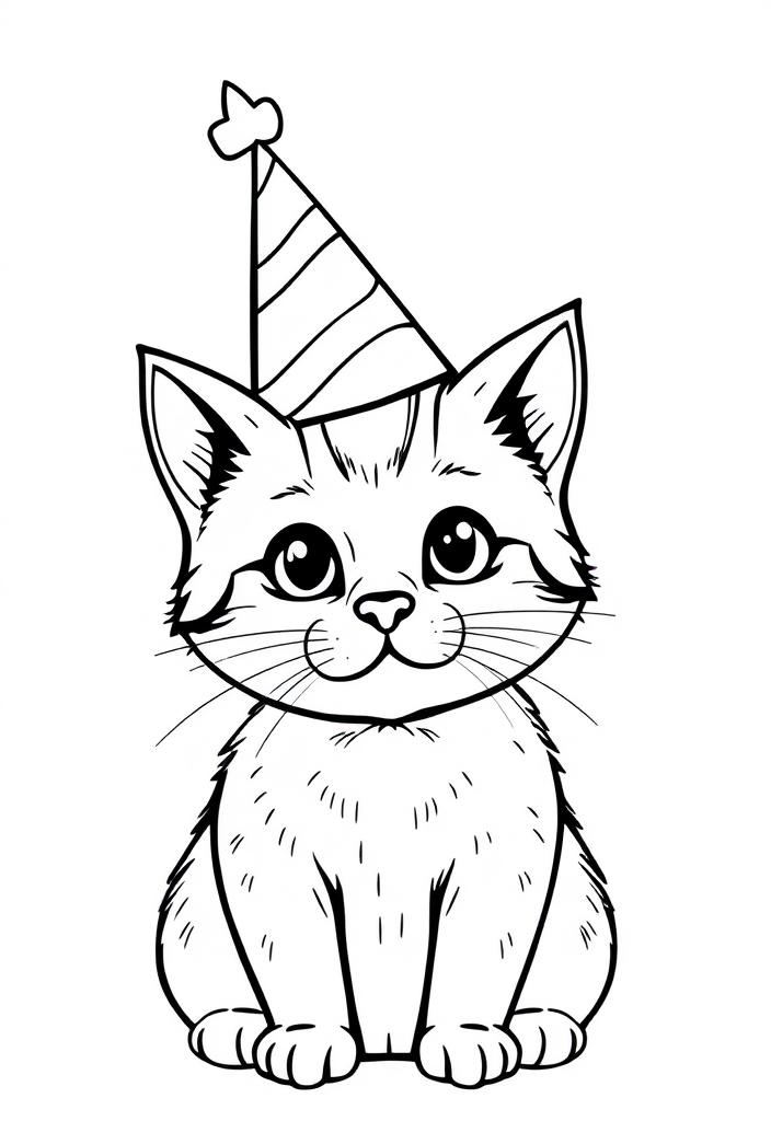 Cat with a birthday hat