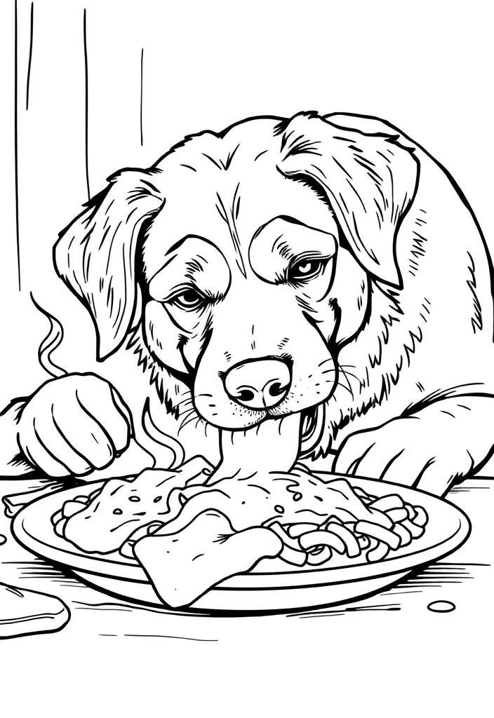 Dog Eating Dinner