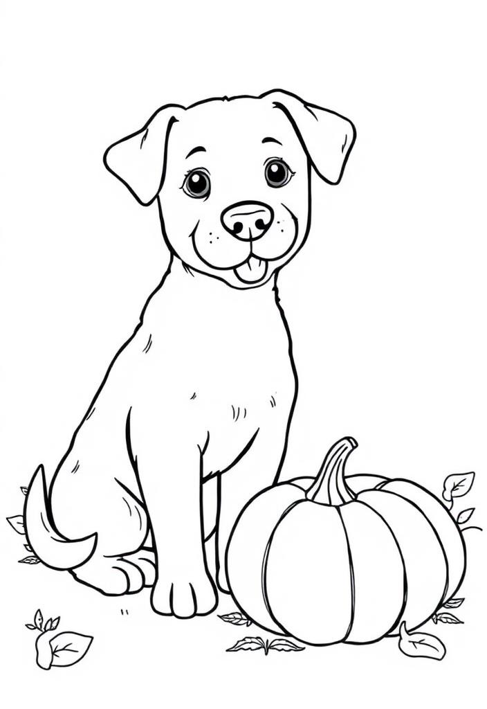 Dog Next to a Pumpkin