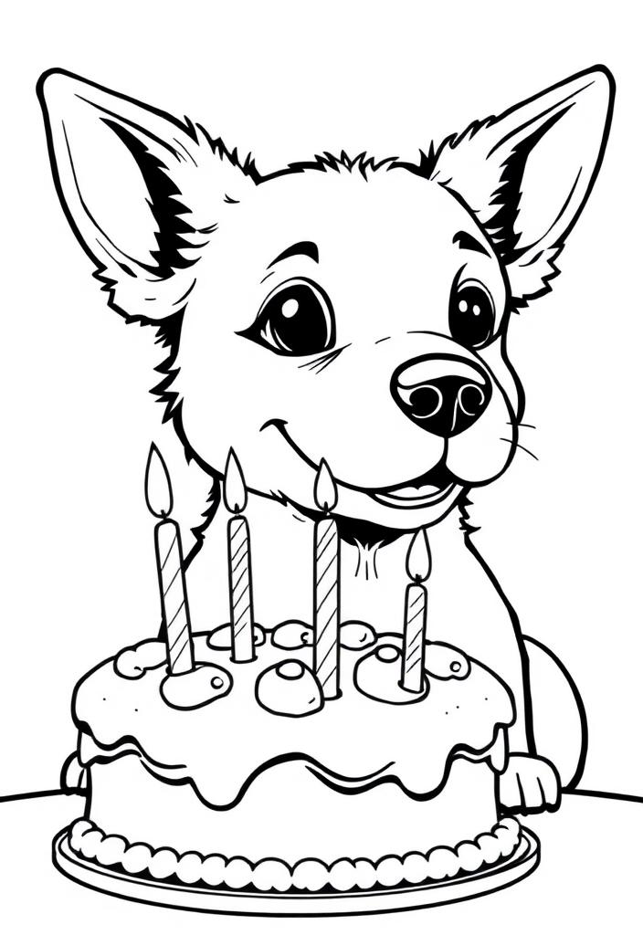 Dog with a Birthday Cake