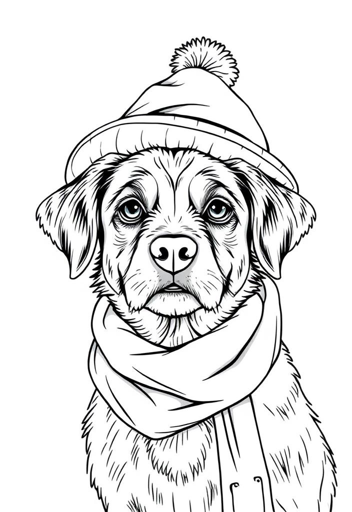 Dog with Hat and Scarf