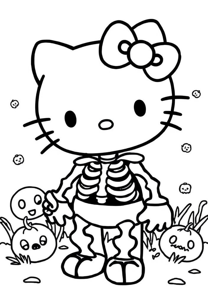 Hello Kitty Halloween Skeleton