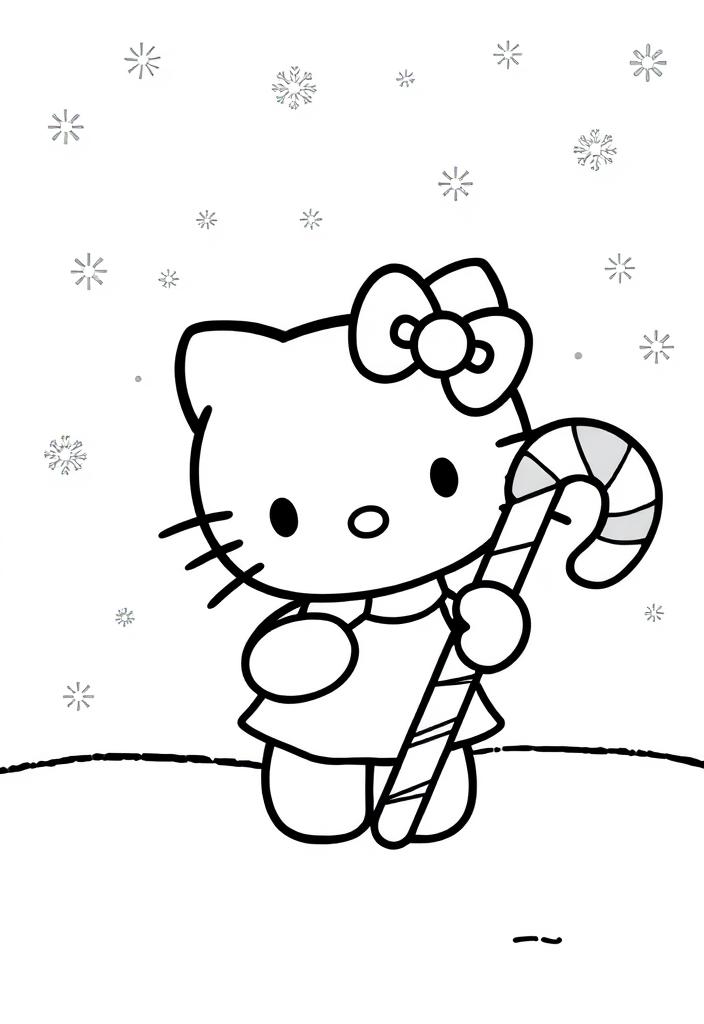 Hello Kitty with Christmas Candy Cane