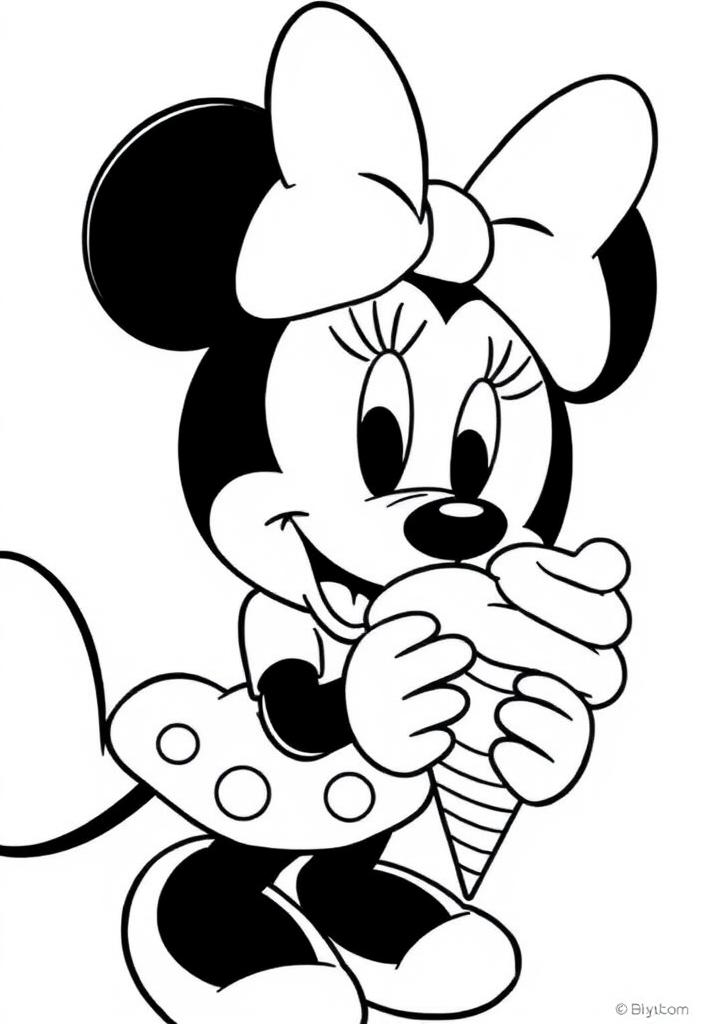 Minnie Mouse eating an ice cream cone