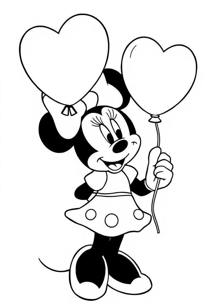 Minnie Mouse holding a balloon