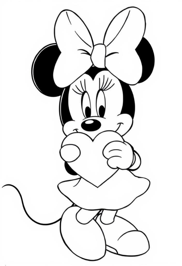 Minnie Mouse holding a heart