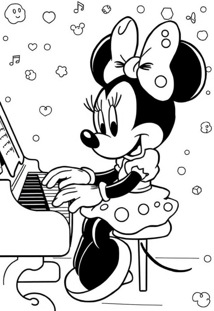 Minnie Mouse playing the piano