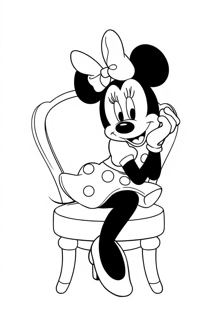 Minnie Mouse sitting on a chair