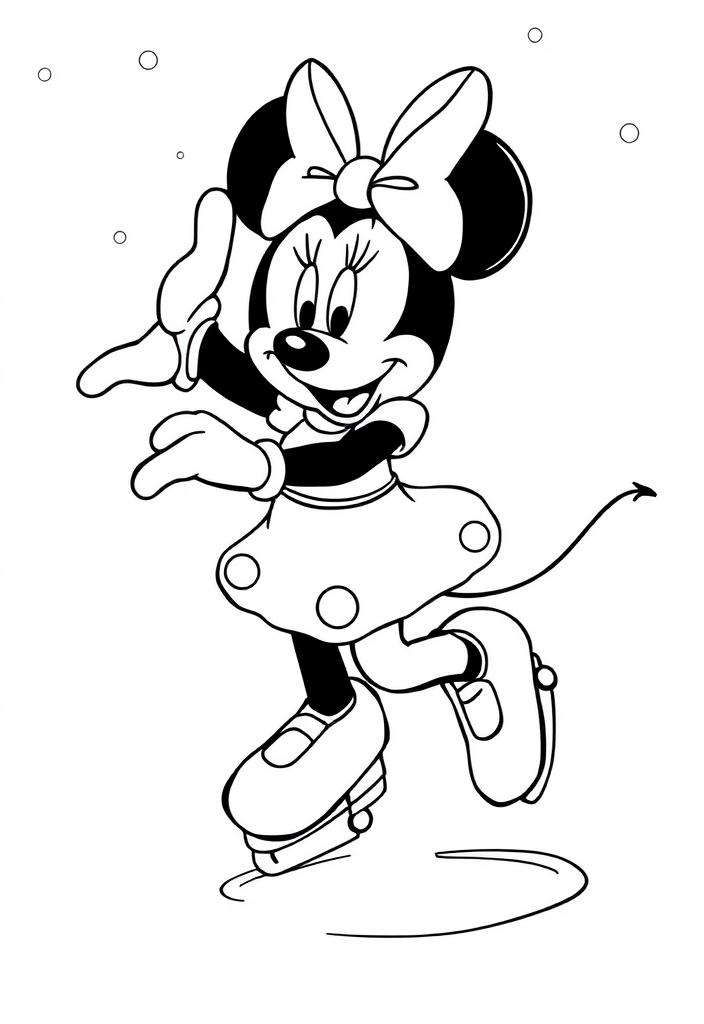 Minnie Mouse skating on ice