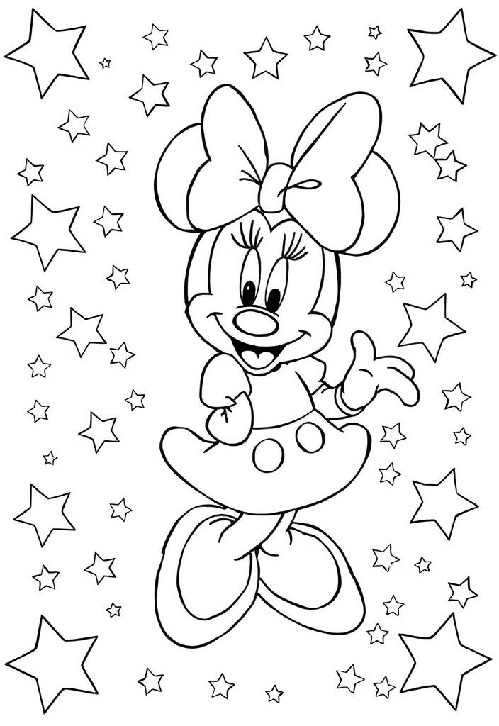 Minnie Mouse surrounded by stars