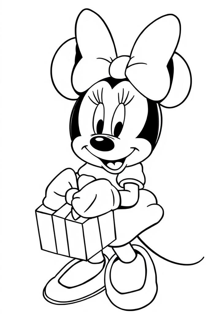 Minnie Mouse with a gift box