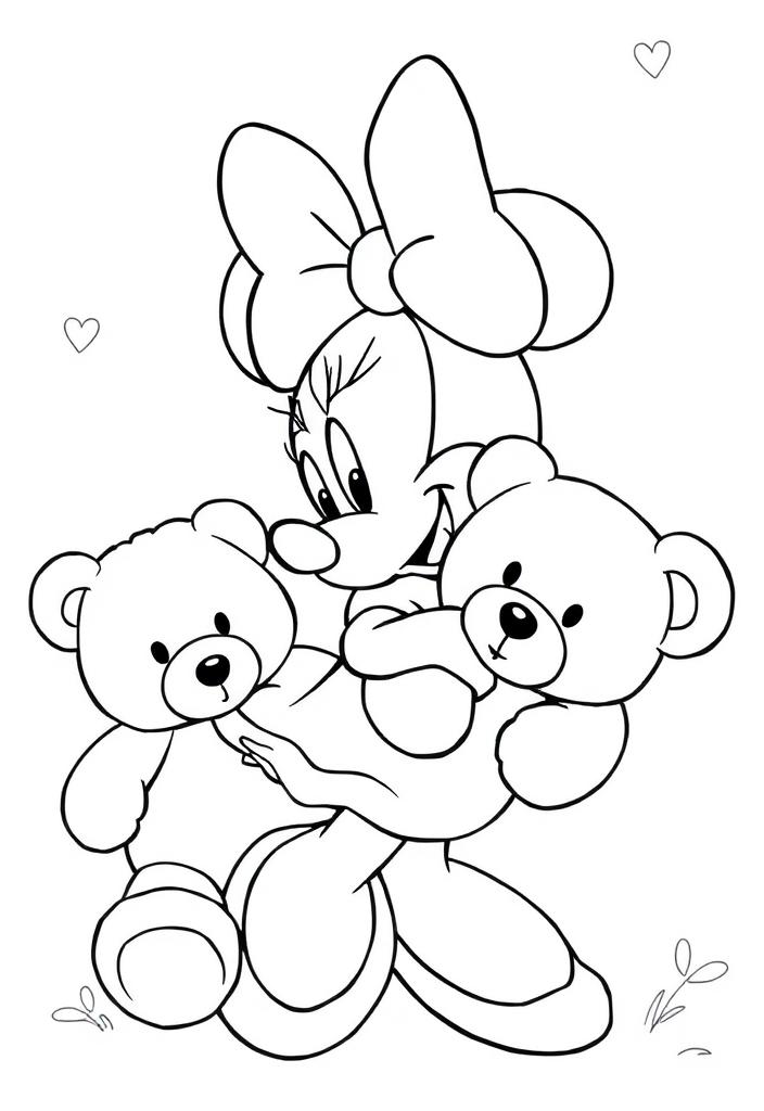 Minnie Mouse with a teddy bear