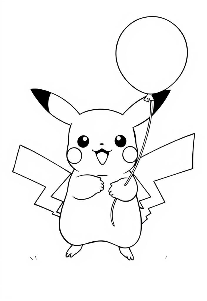 Pikachu holding a balloon