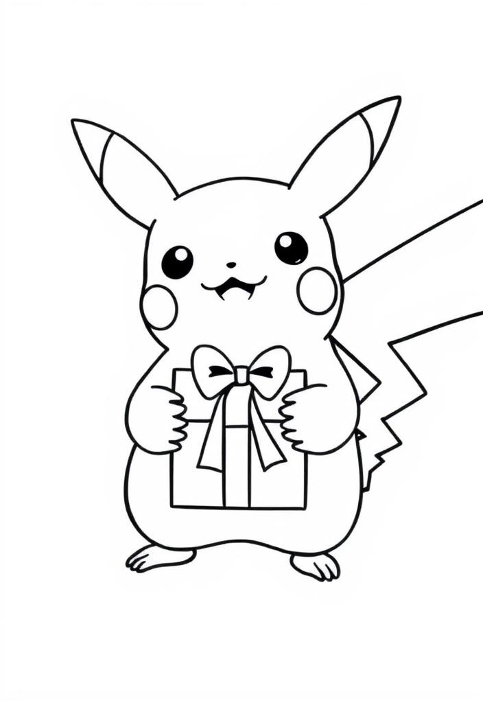 Pikachu holding a gift box