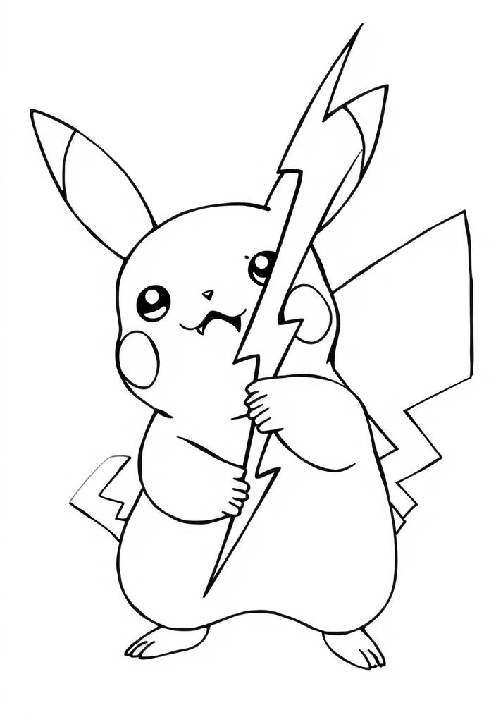 Pikachu holding a lightning bolt