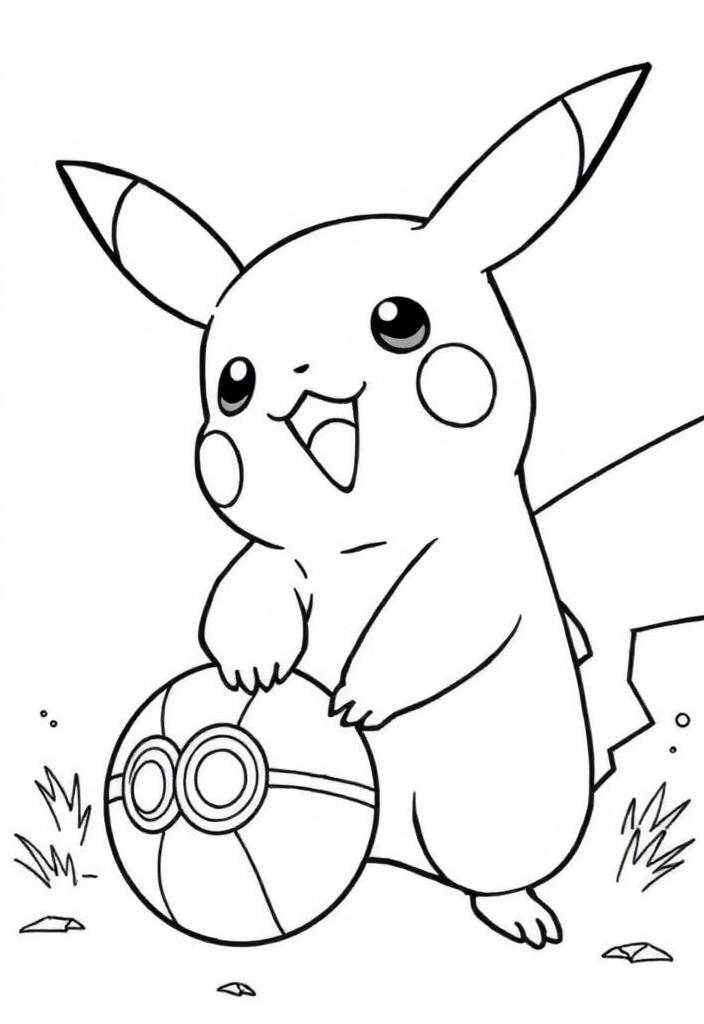 Pikachu playing with a ball