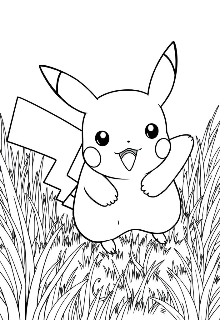 Pikachu running in the grass