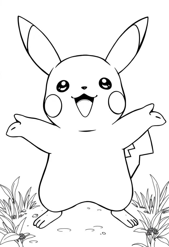 Pikachu smiling with open arms