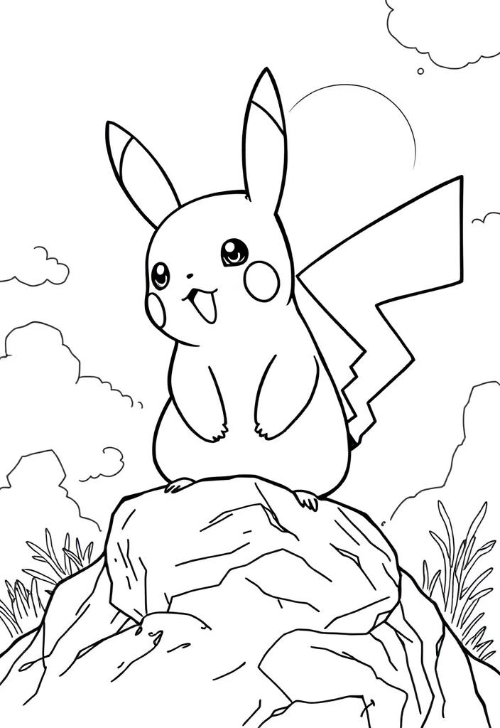 Pikachu standing on a rock