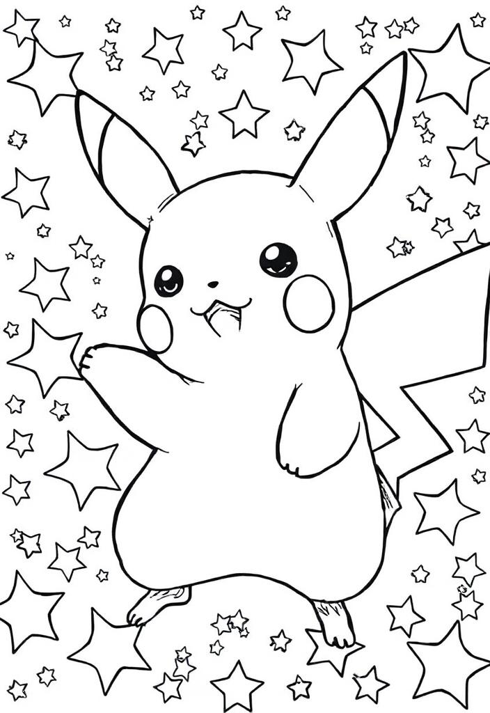 Pikachu surrounded by stars