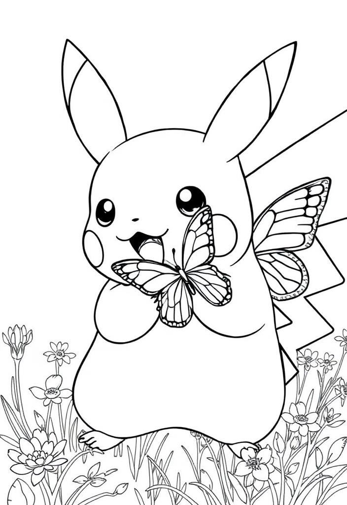 Pikachu with a butterfly