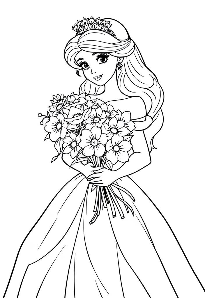 Princess holding a bouquet of flowers