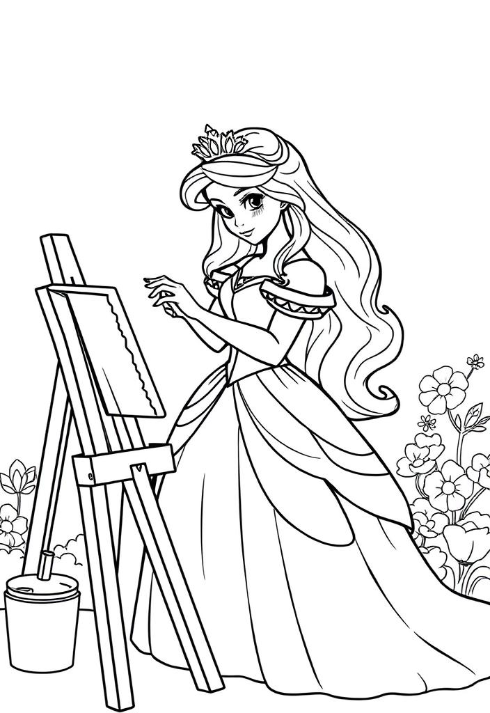 Princess painting a picture