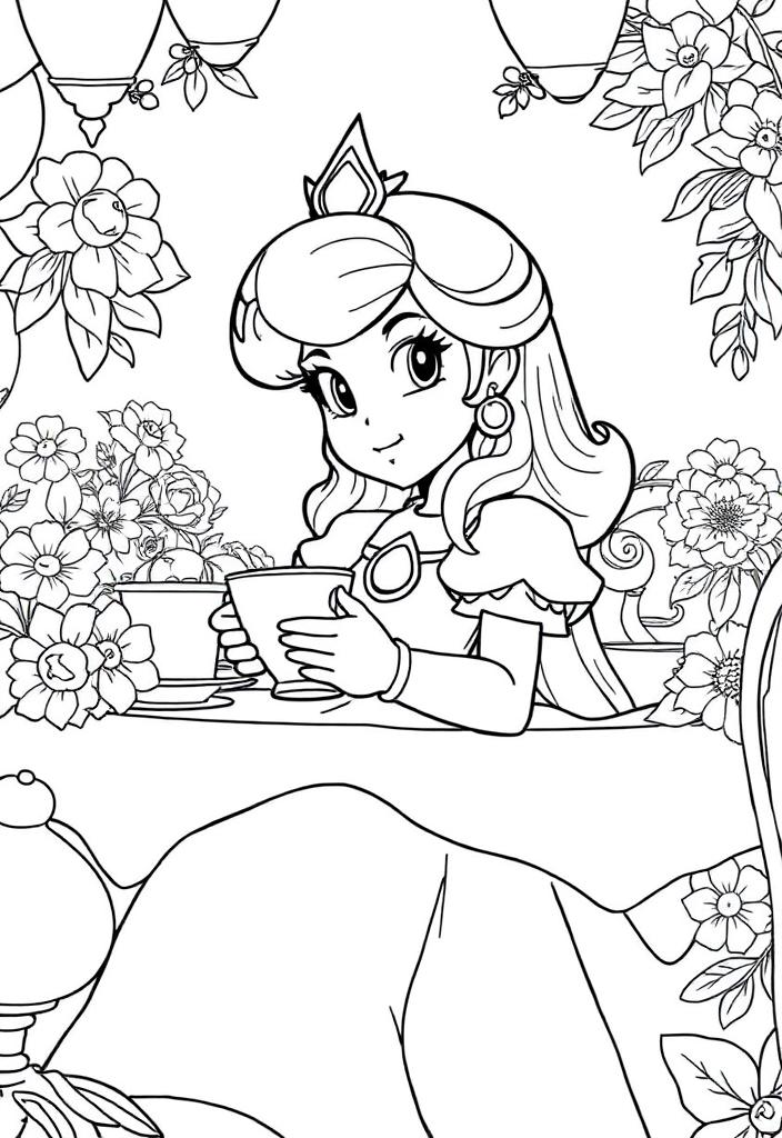 Princess Peach at a tea party