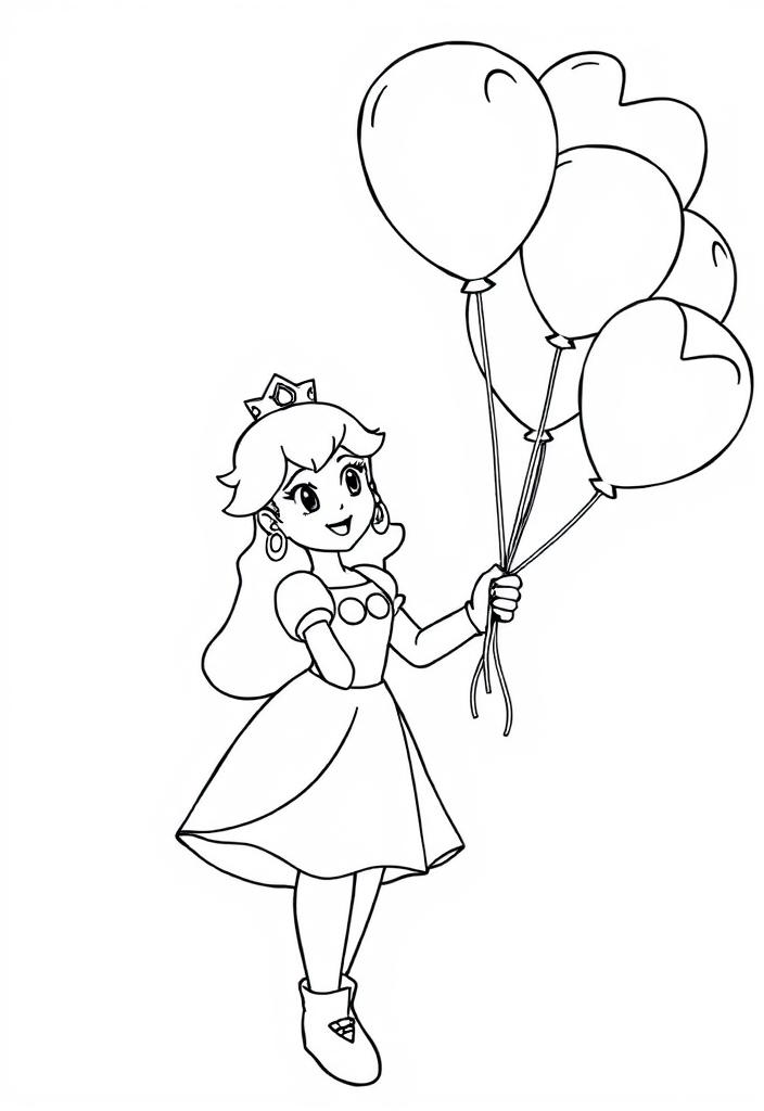 Princess Peach holding balloons