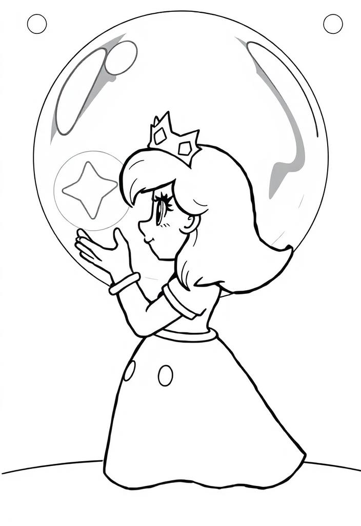 Princess Peach looking at a magical orb