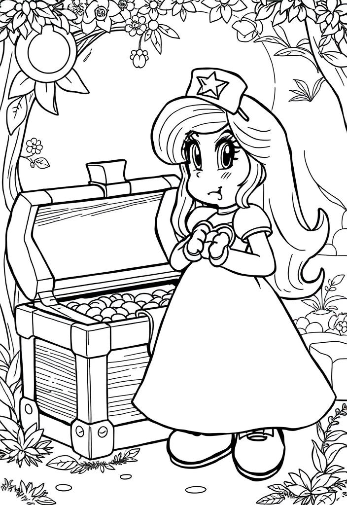 Princess Peach next to a treasure chest