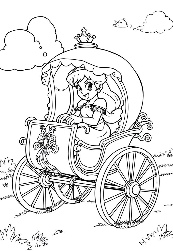 Princess Peach riding a carriage