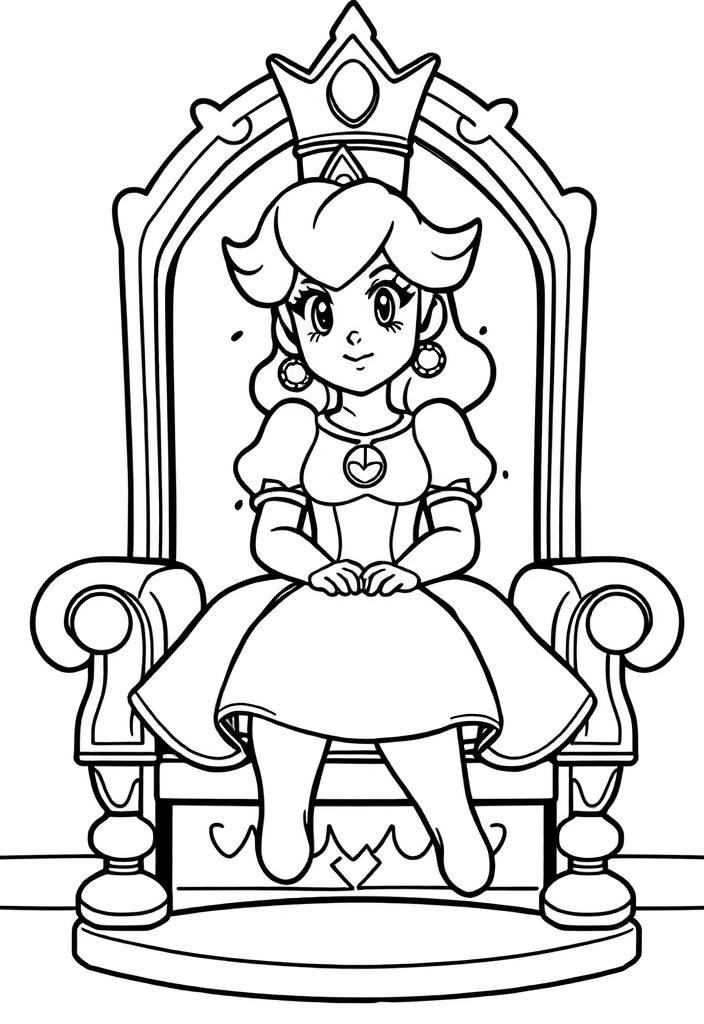 Princess Peach sitting on a throne