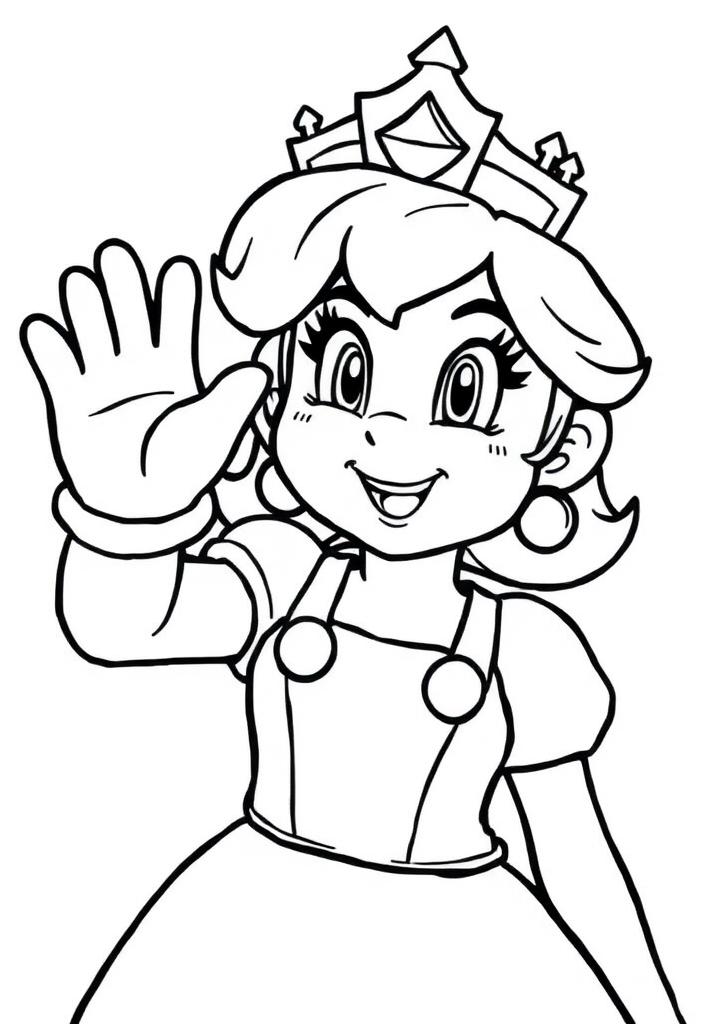 Princess Peach waving her hand