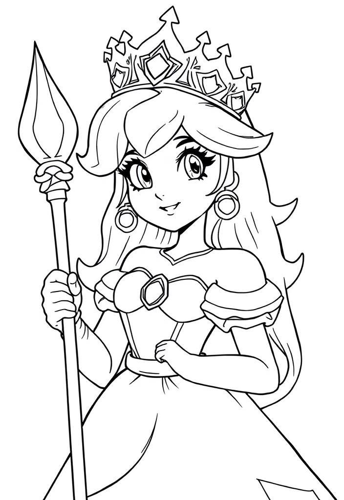 Princess Peach with a crown and scepter