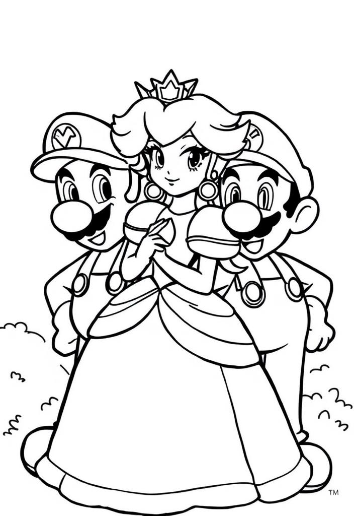 Princess Peach with Mario and Luigi