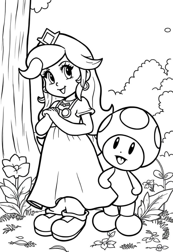 Princess Peach with Toad next to her