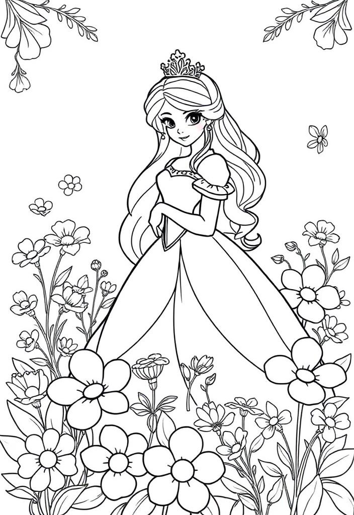 Princess surrounded by flowers